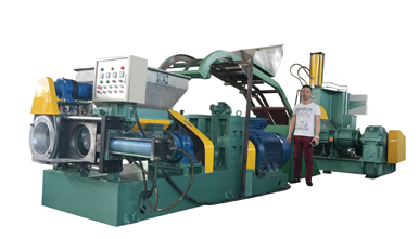 混煉膠、再生膠過濾造粒機(jī)組(zǔ) 混煉膠、再生膠過濾(lǜ)造粒機組